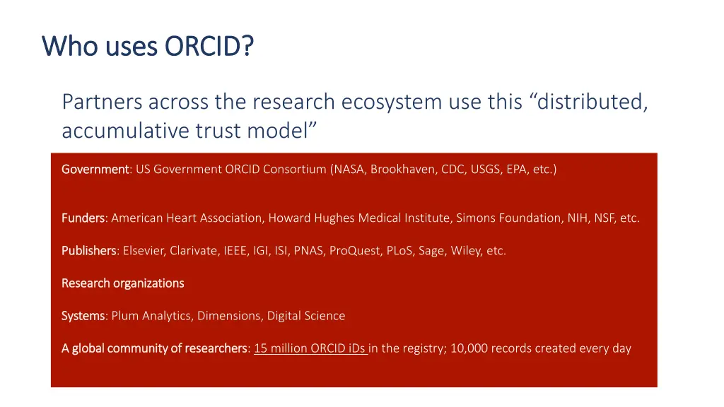 who uses orcid who uses orcid