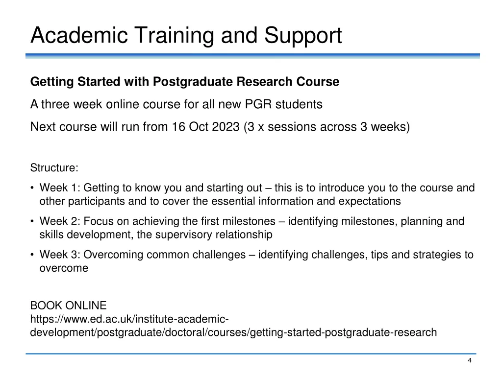 academic training and support