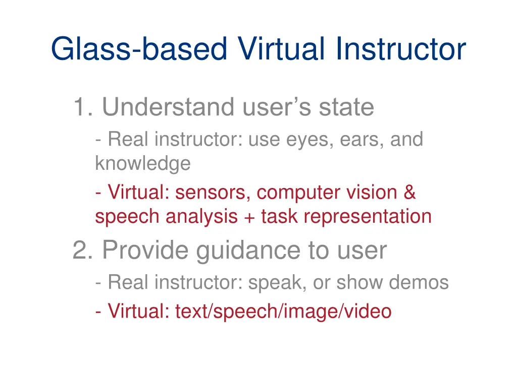 glass based virtual instructor