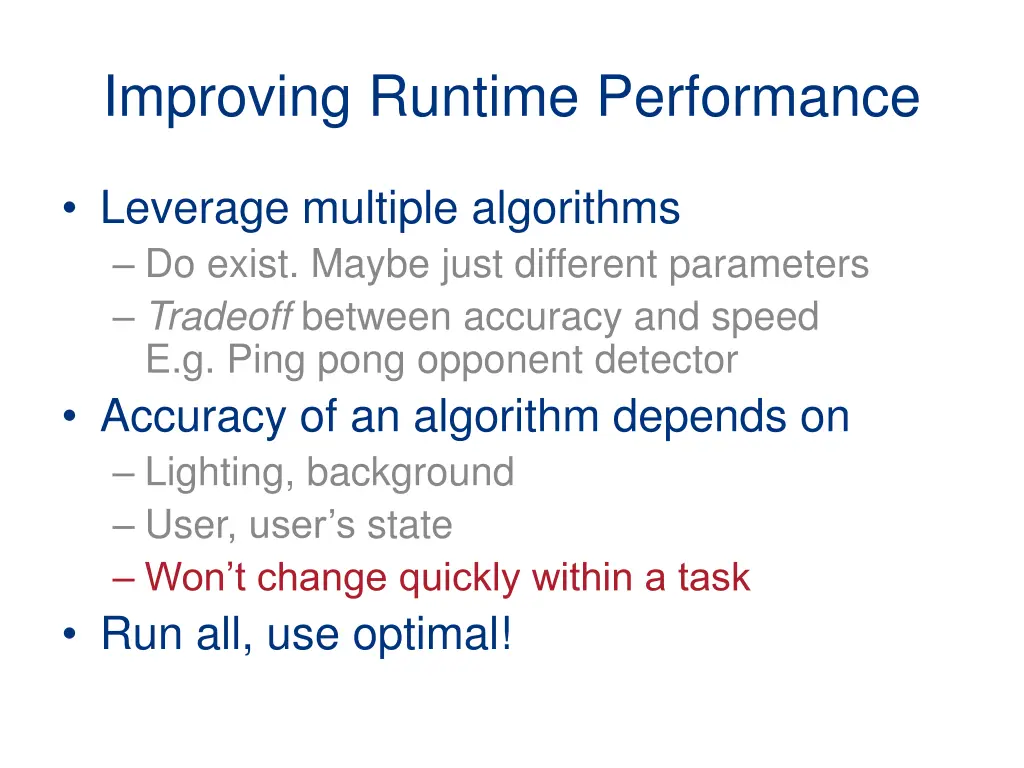 improving runtime performance