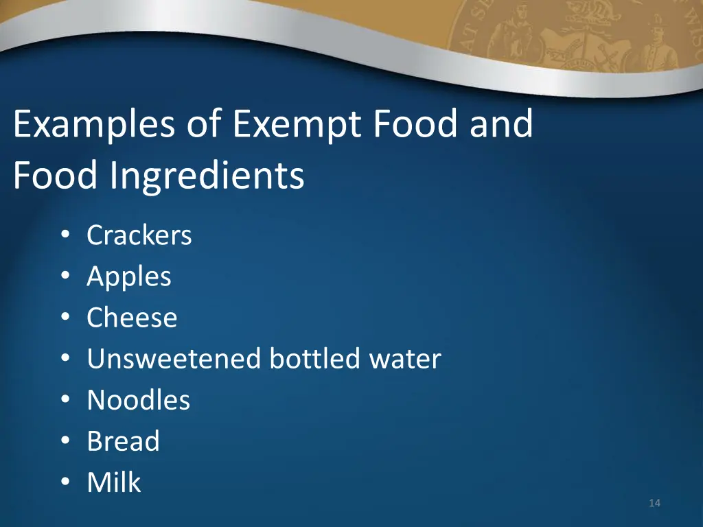 examples of exempt food and food ingredients