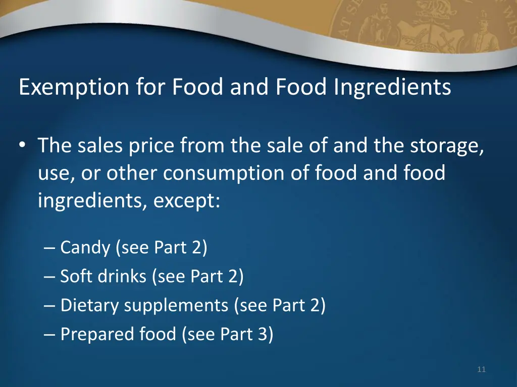 exemption for food and food ingredients