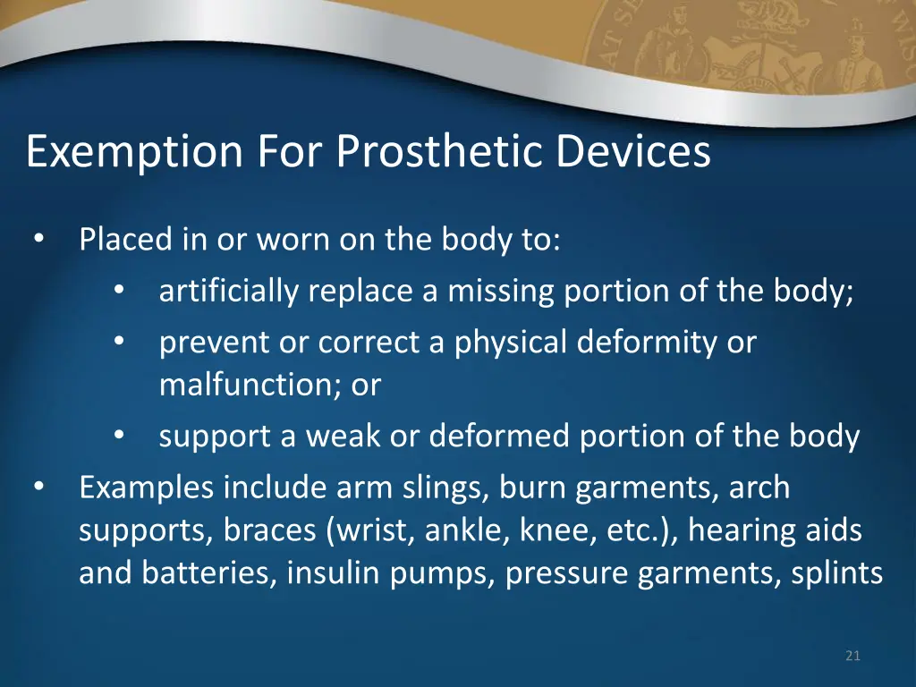 exemption for prosthetic devices