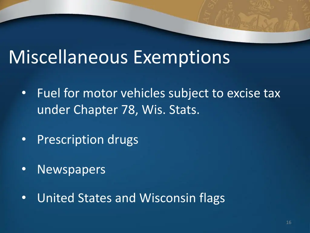 miscellaneous exemptions