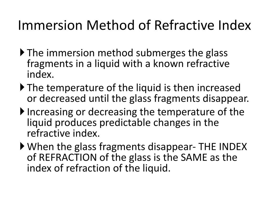 immersion method of refractive index