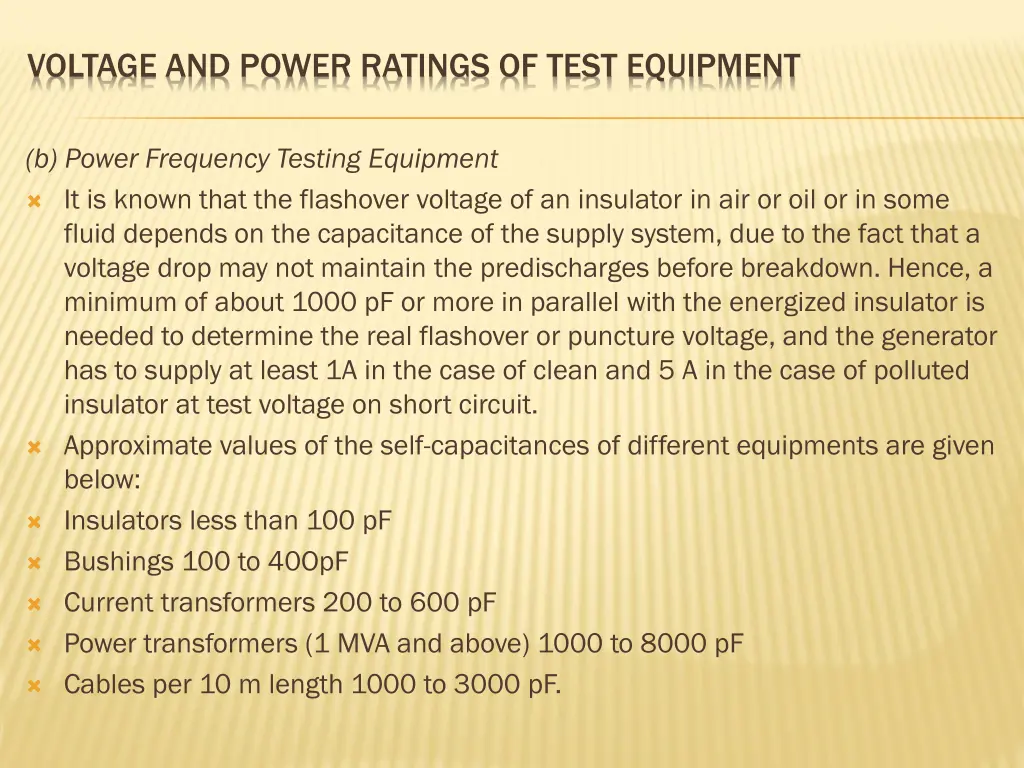 voltage and power ratings of test equipment 1