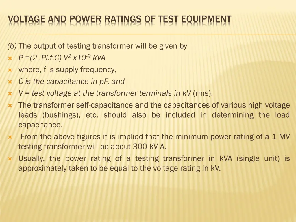 voltage and power ratings of test equipment 2