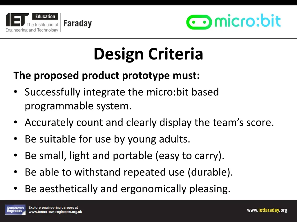 design criteria