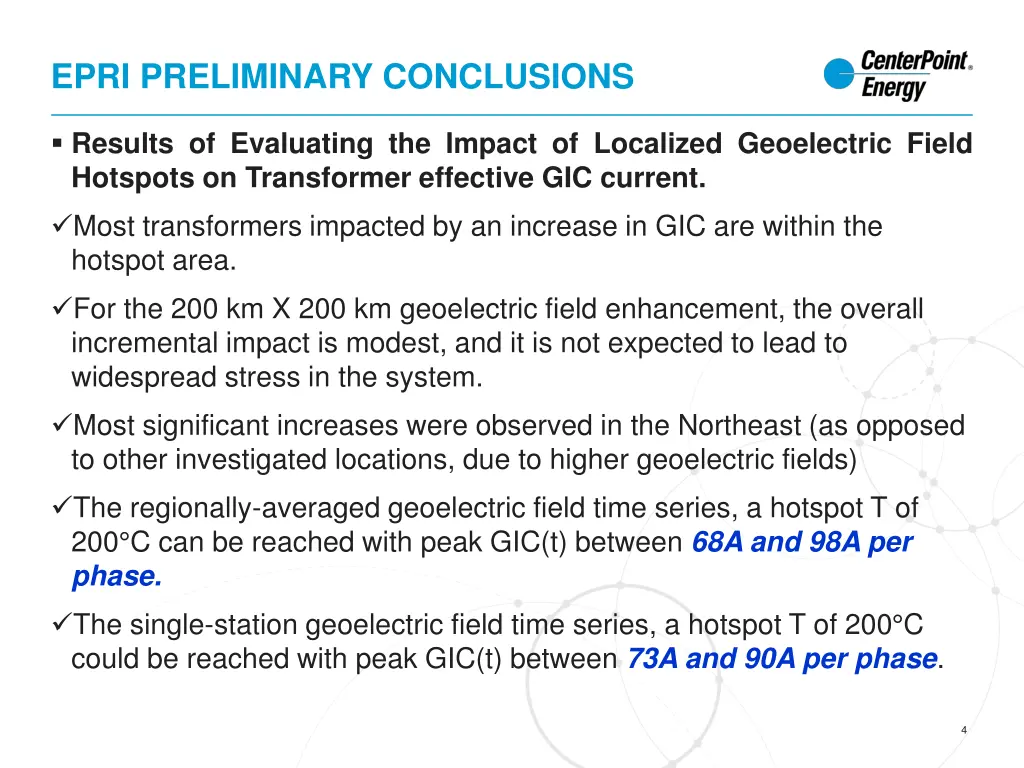 epri preliminary conclusions