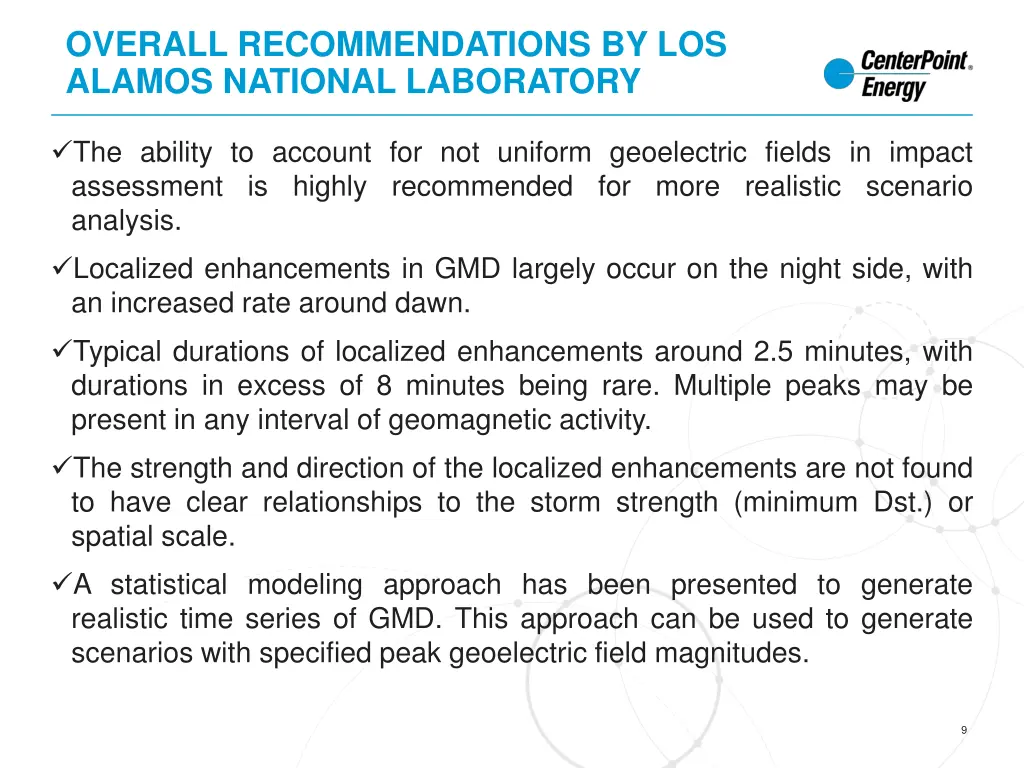 overall recommendations by los alamos national 1