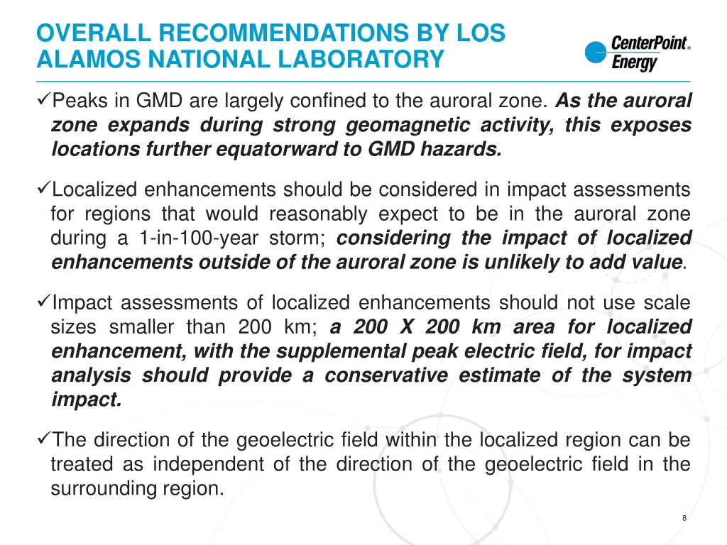 overall recommendations by los alamos national