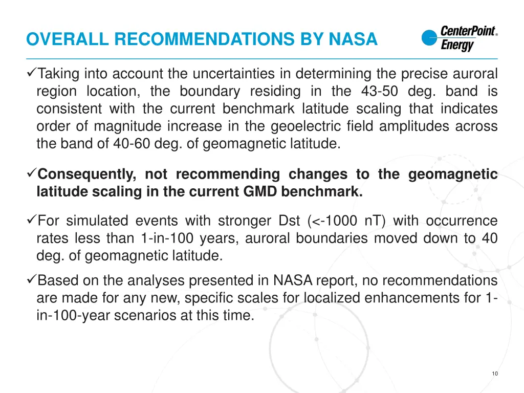 overall recommendations by nasa