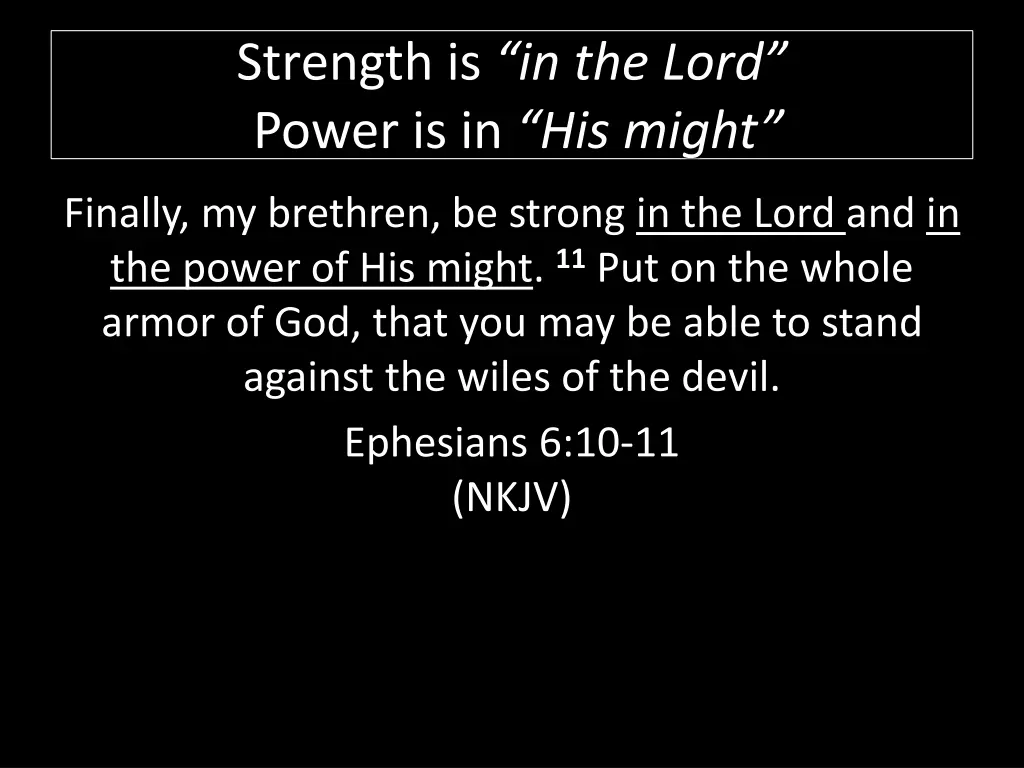 strength is in the lord power is in his might 1