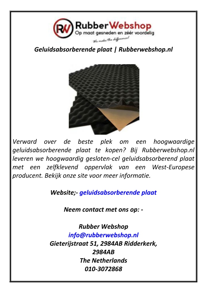 geluidsabsorberende plaat rubberwebshop nl