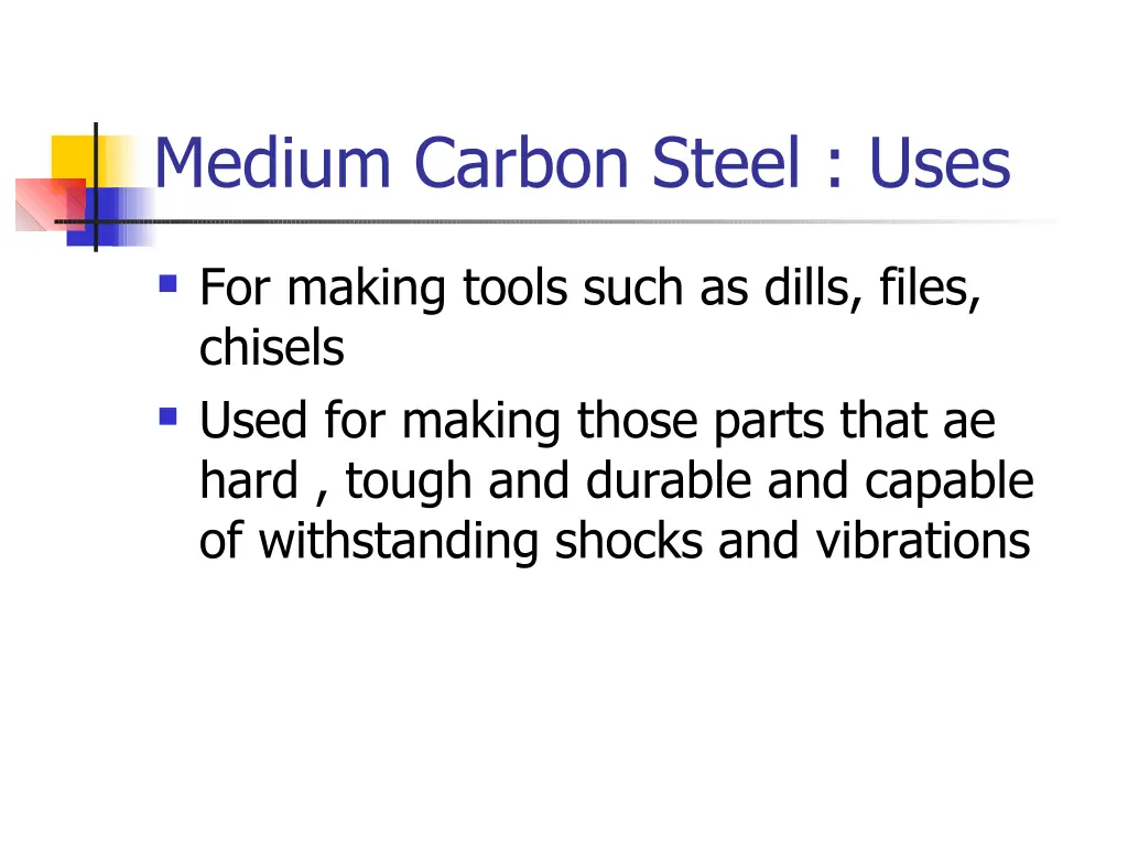 medium carbon steel uses