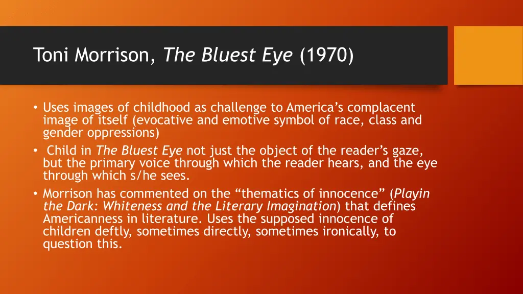 toni morrison the bluest eye 1970