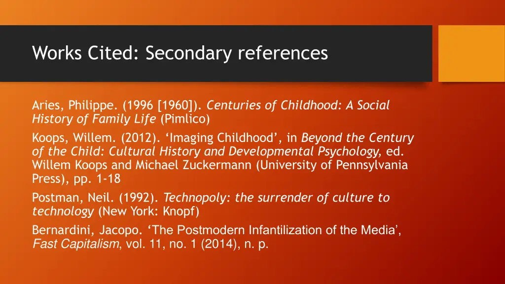 works cited secondary references