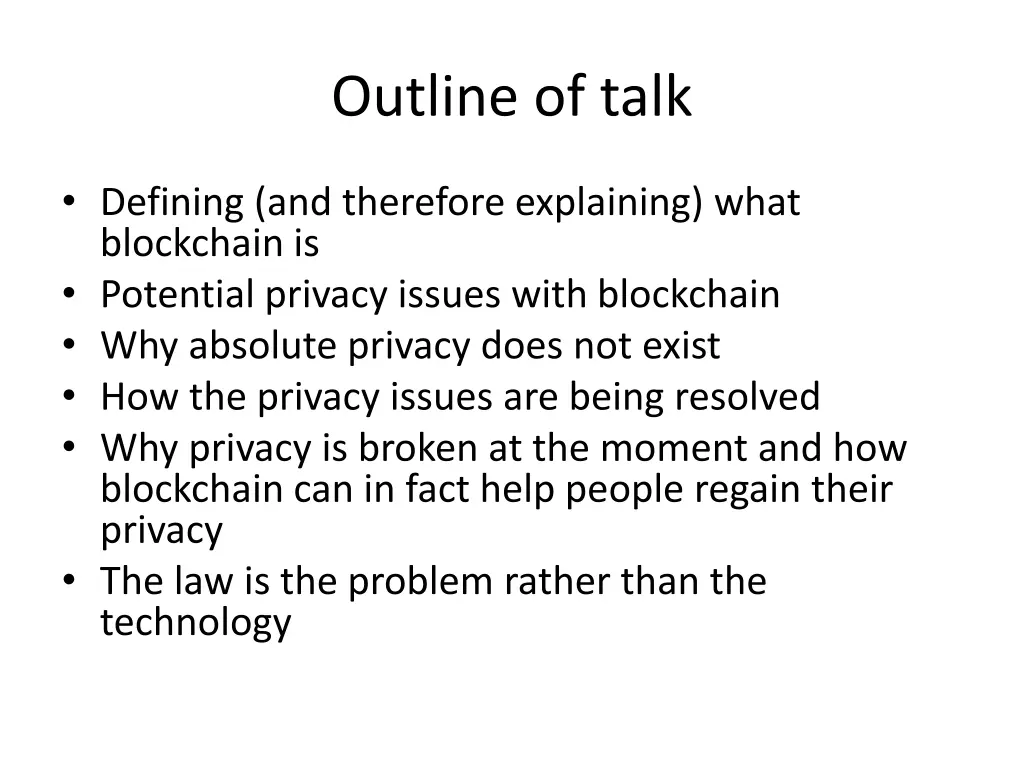 outline of talk