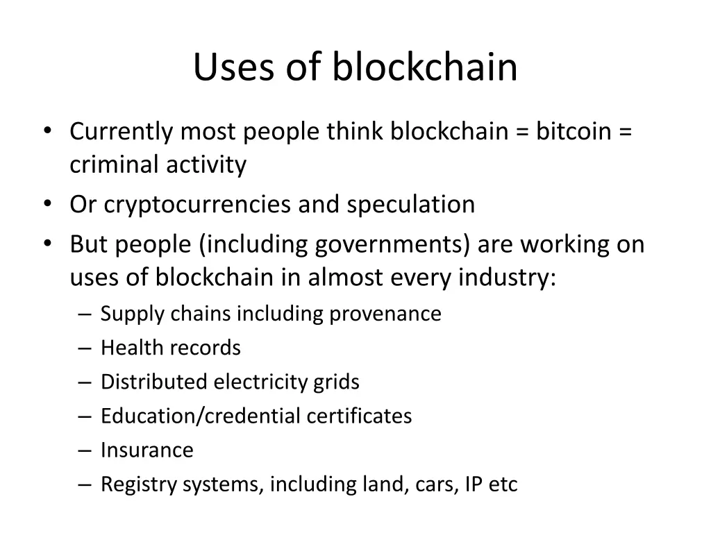 uses of blockchain