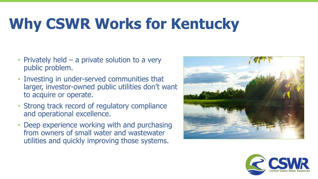 why cswr works for kentucky