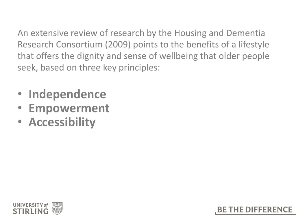 an extensive review of research by the housing