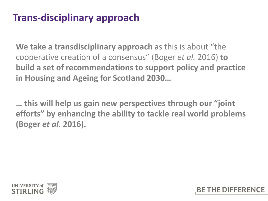 trans disciplinary approach