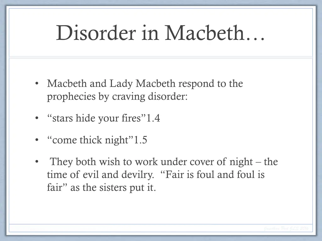 disorder in macbeth 1