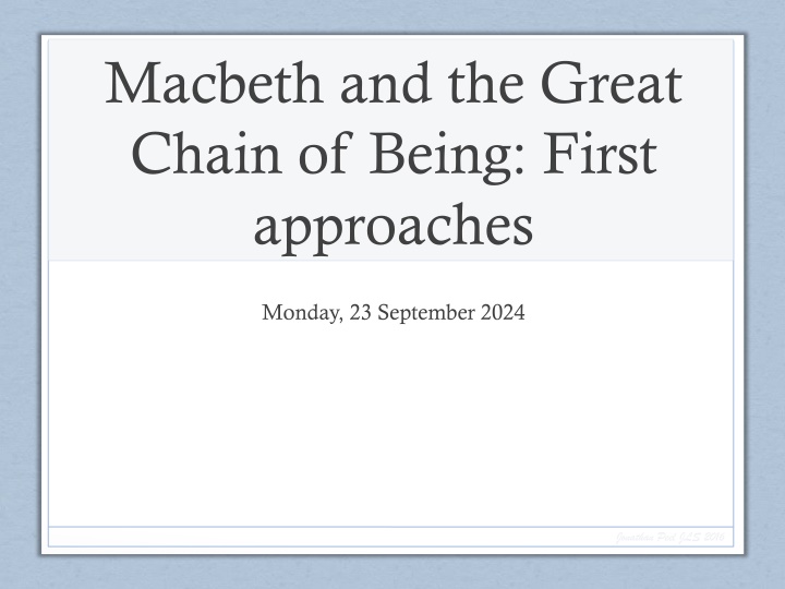 macbeth and the great chain of being first