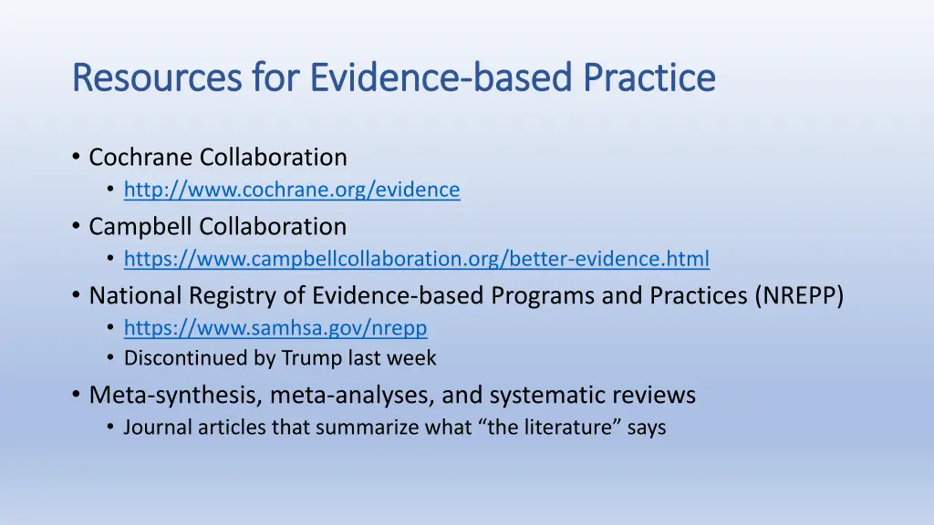 resources for evidence resources for evidence