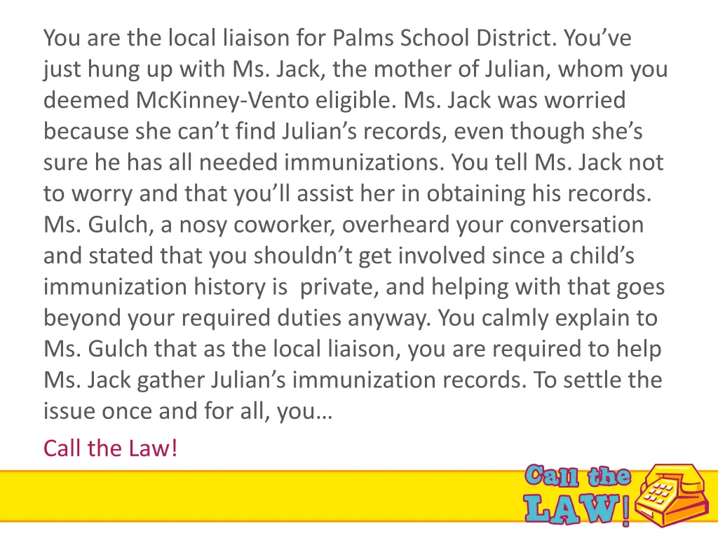 you are the local liaison for palms school