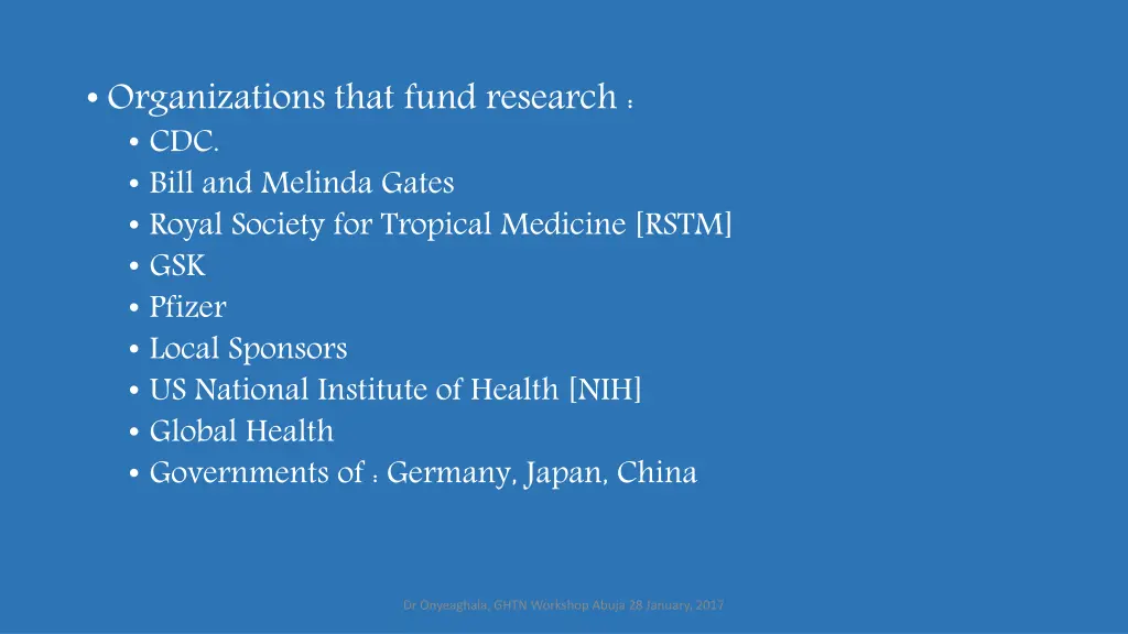 organizations that fund research cdc bill