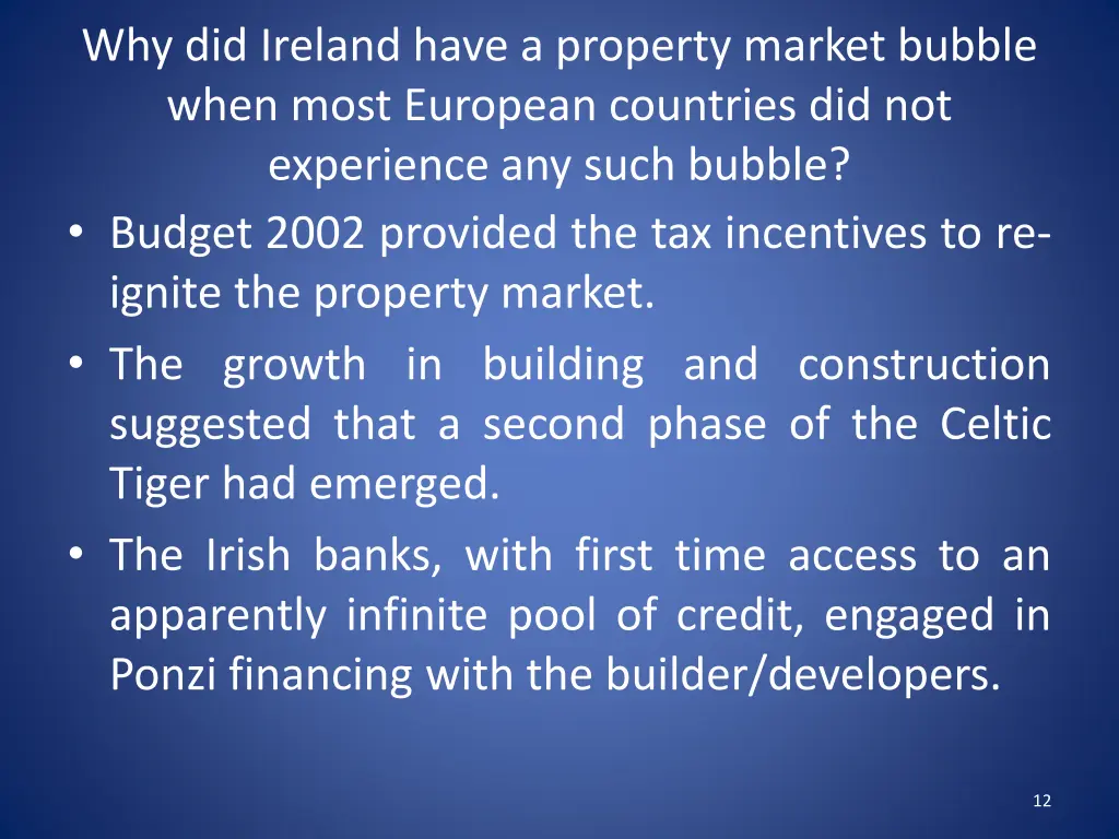 why did ireland have a property market bubble