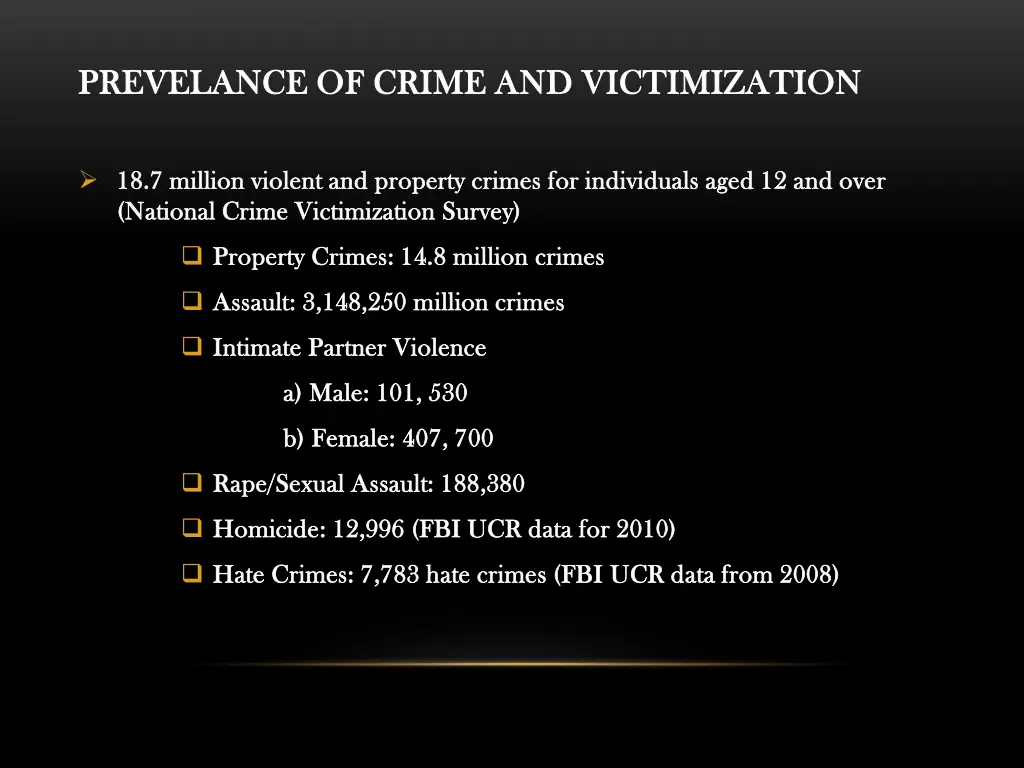 prevelance of crime and victimization prevelance