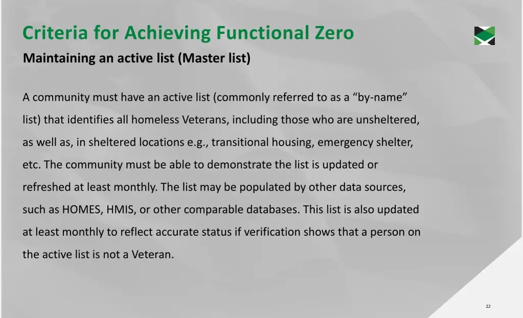 criteria for achieving functional zero 1