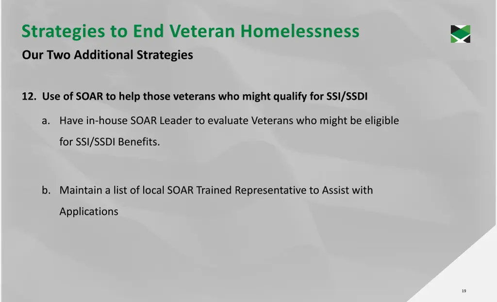 strategies to end veteran homelessness 10