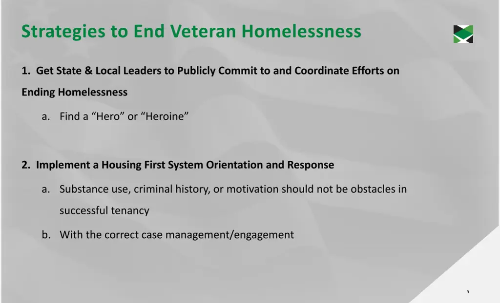 strategies to end veteran homelessness