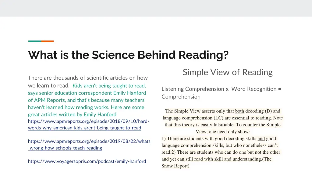 what is the science behind reading