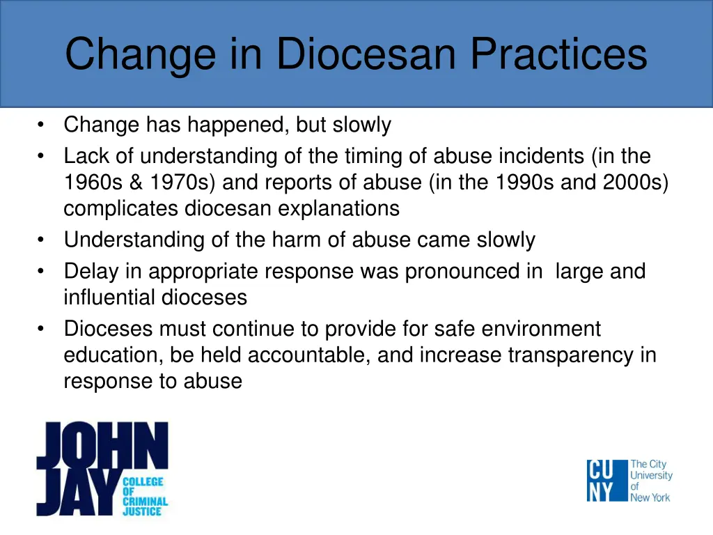 change in diocesan practices