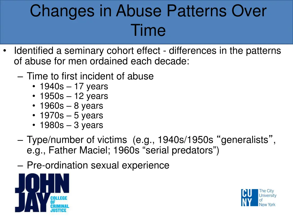 changes in abuse patterns over time