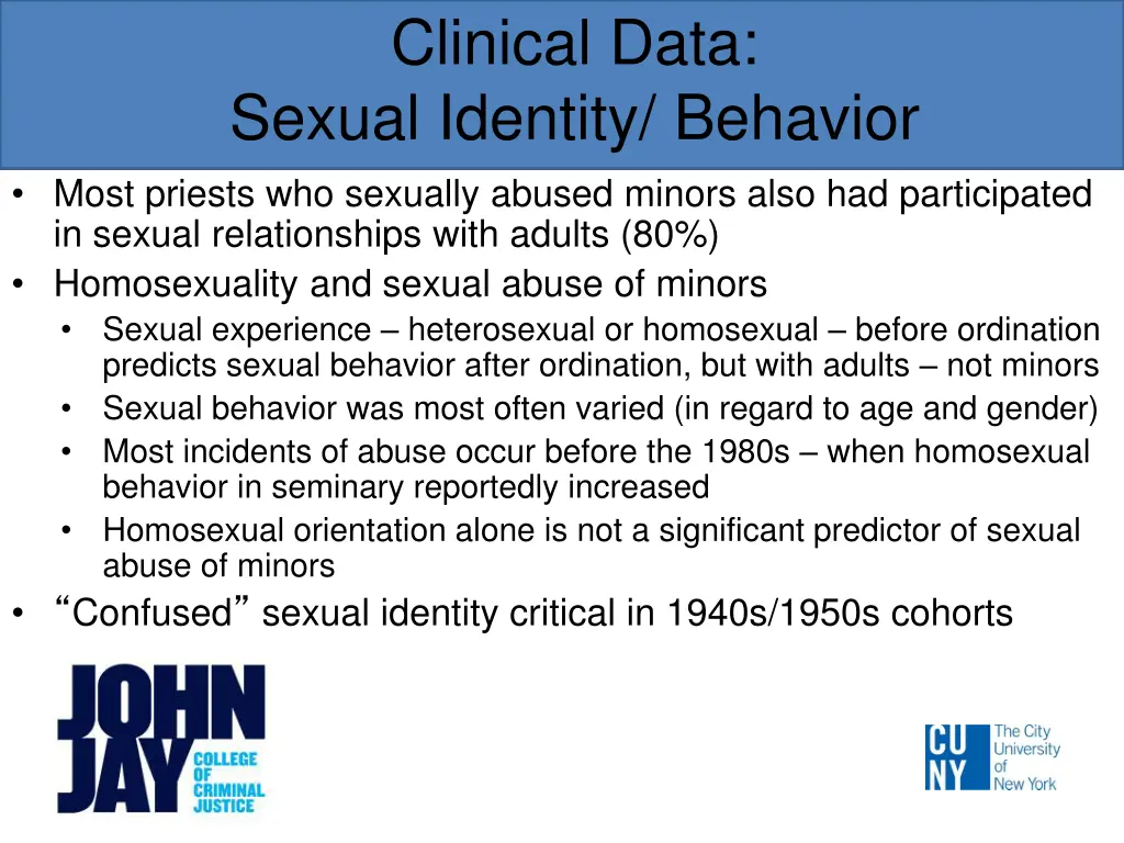 clinical data sexual identity behavior most