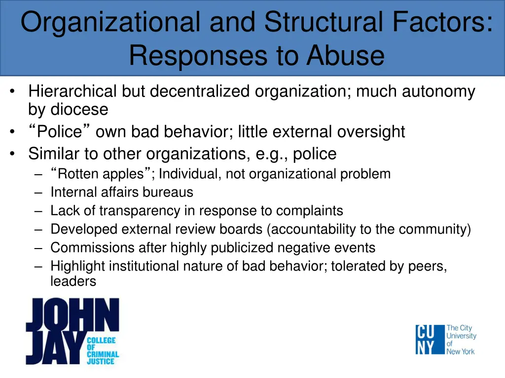 organizational and structural factors responses