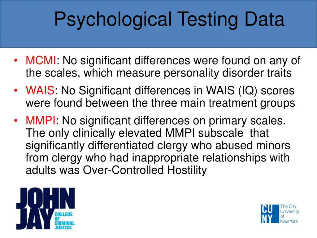 psychological testing data