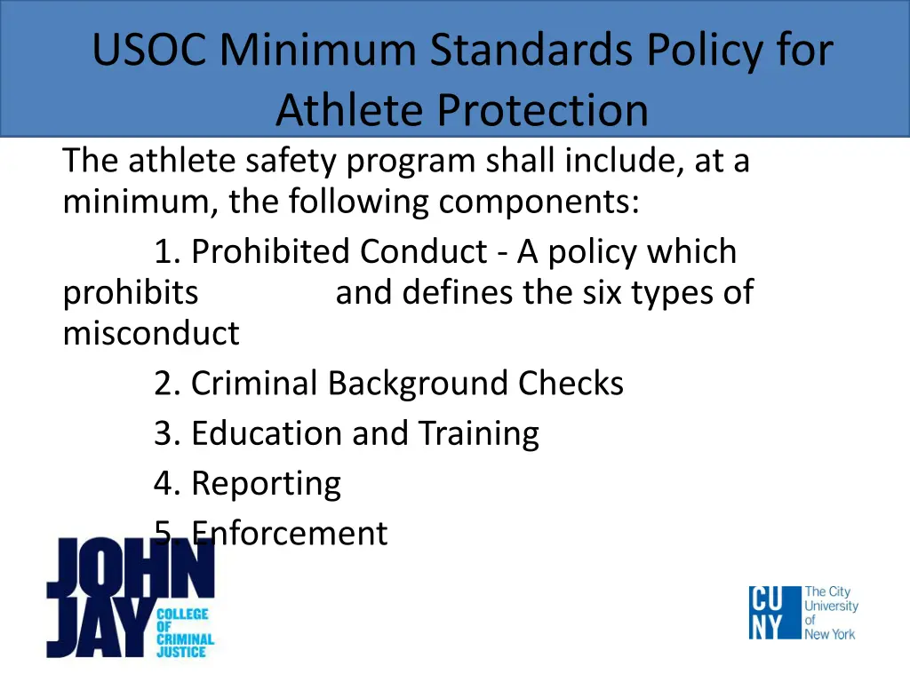 usoc minimum standards policy for athlete