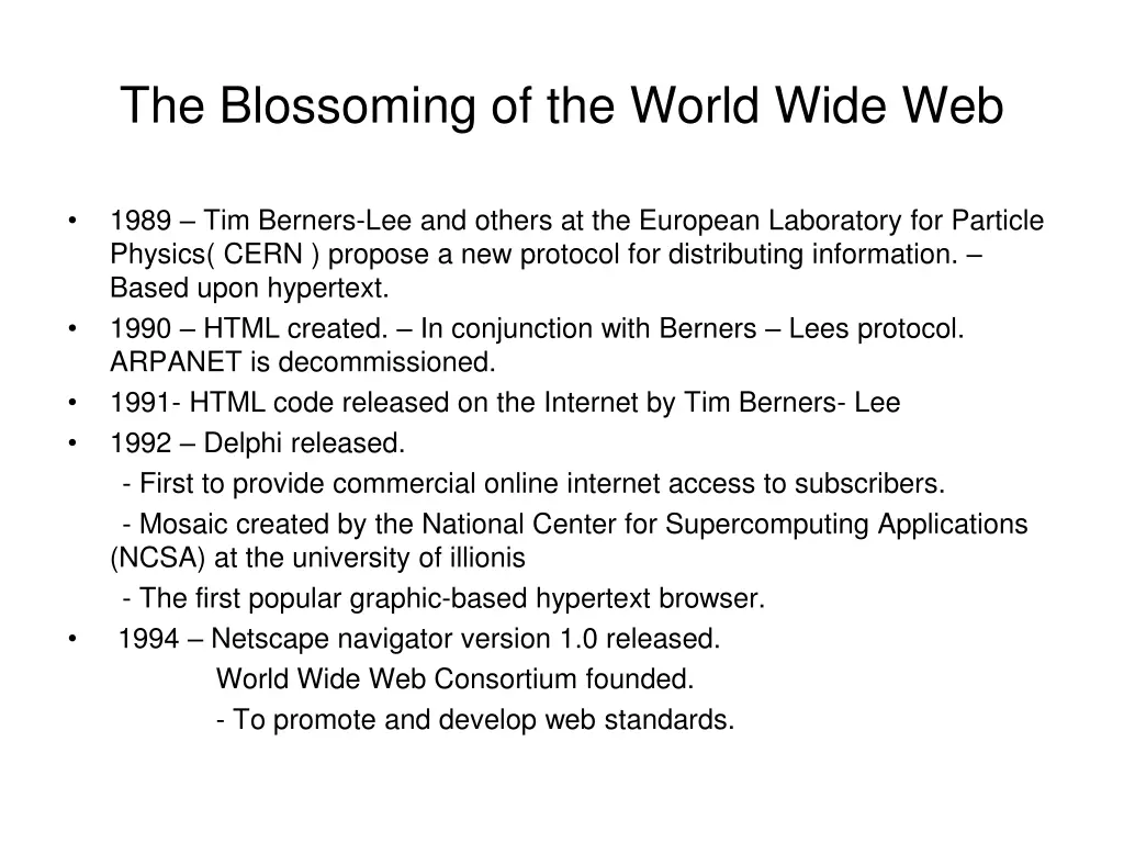 the blossoming of the world wide web 1