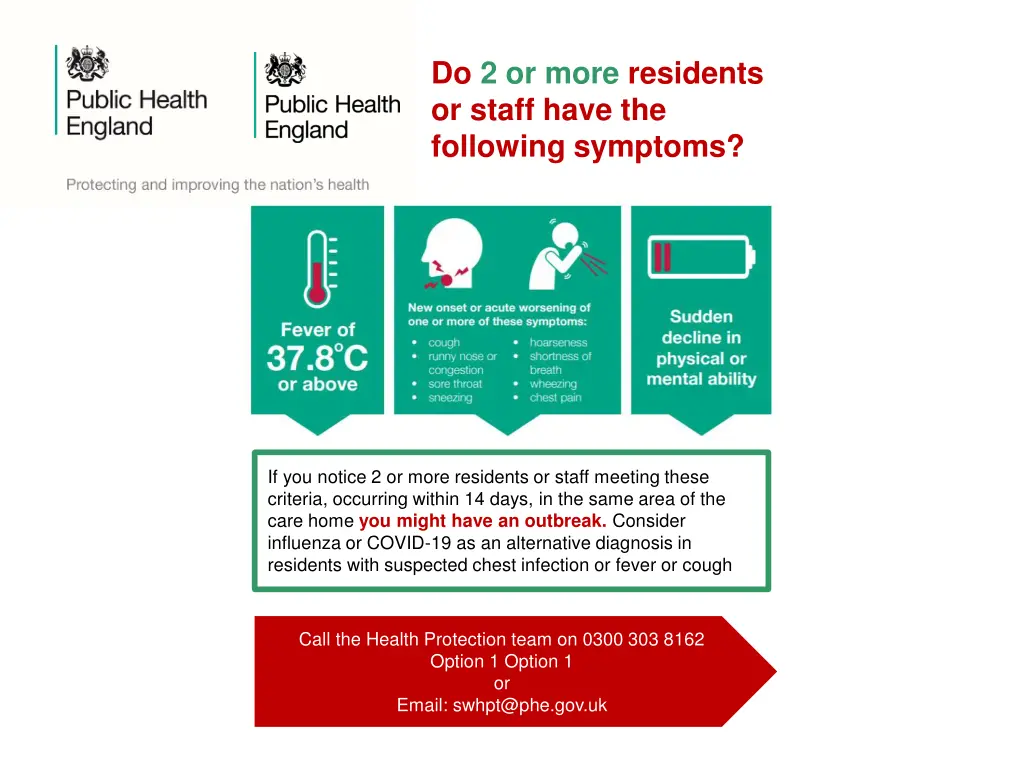 do 2 or more residents or staff have