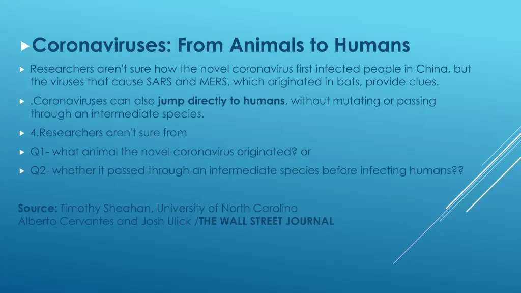 coronaviruses from animals to humans