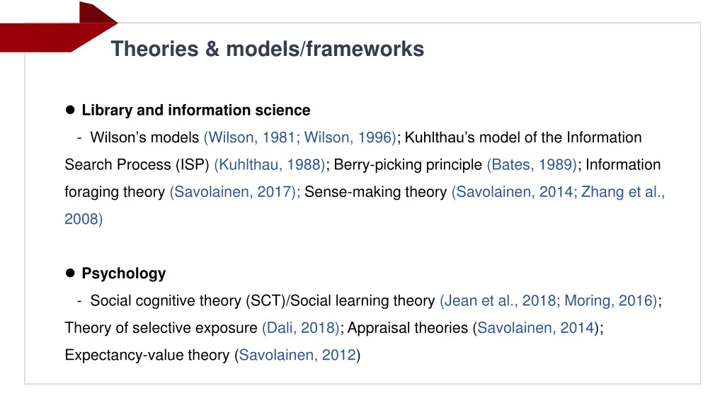 theories models frameworks