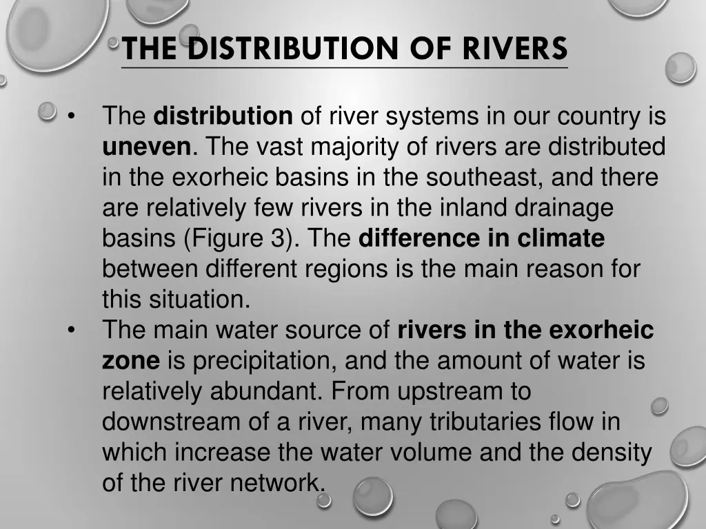 the distribution of rivers