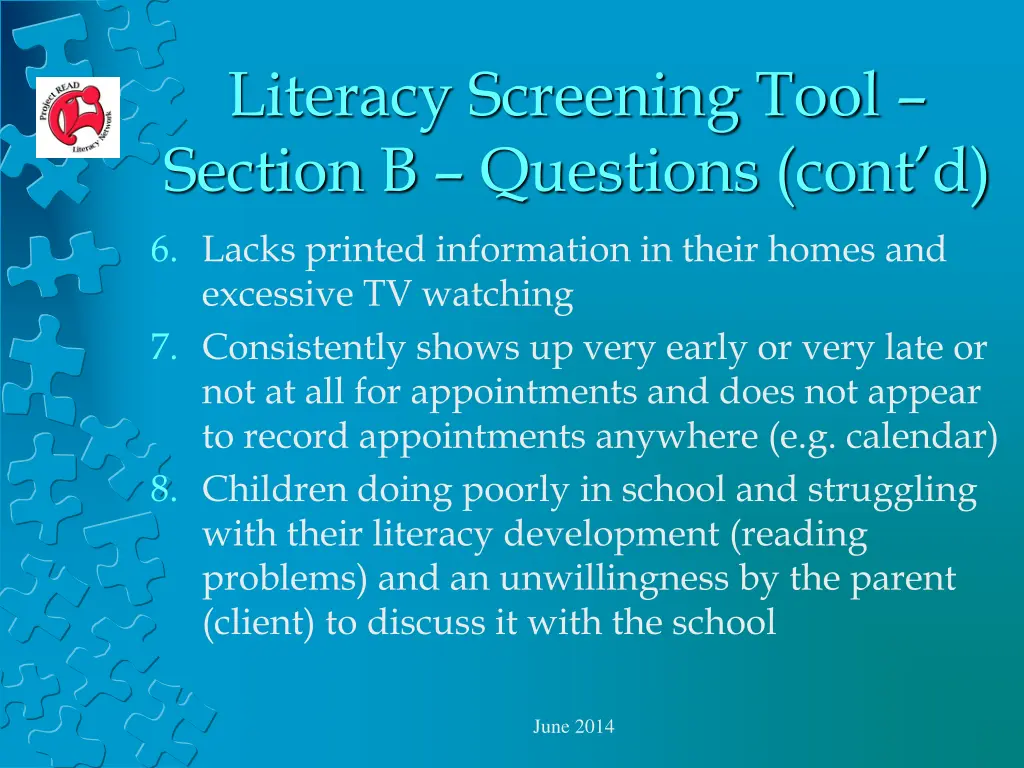 literacy screening tool section b questions cont d