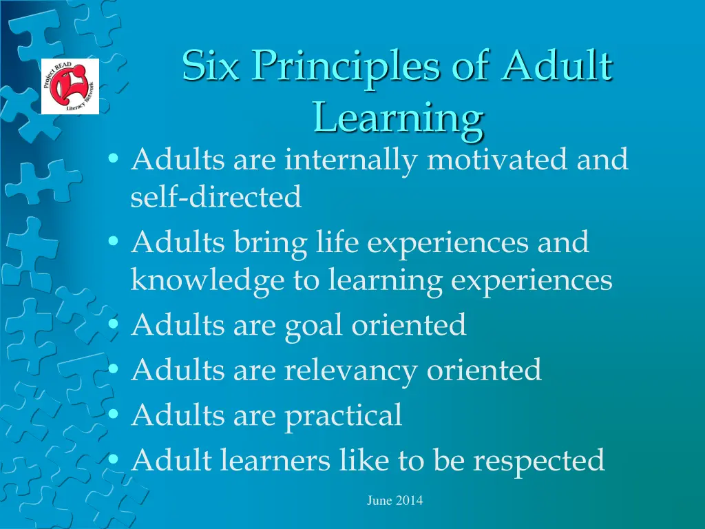 six principles of adult learning adults